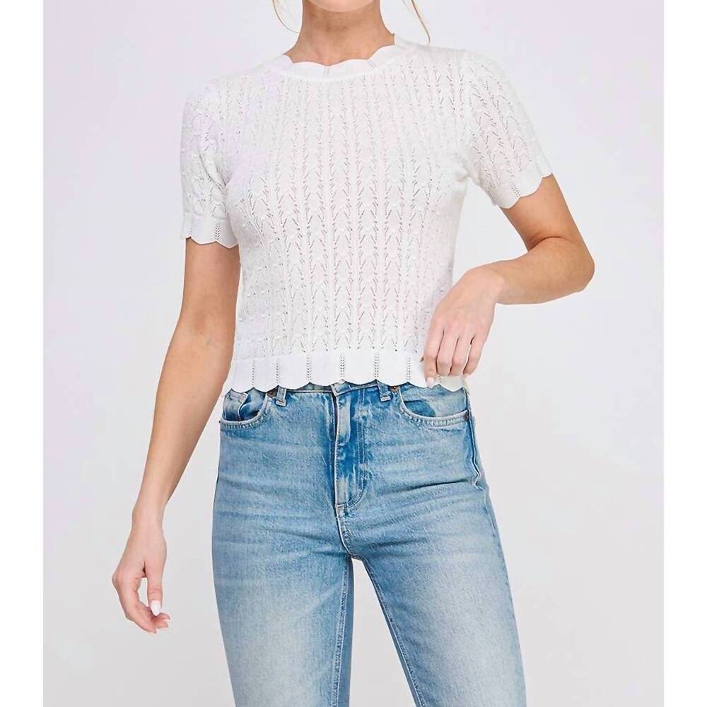 NEW ALLIE ROSE pointelle knit top in off white
